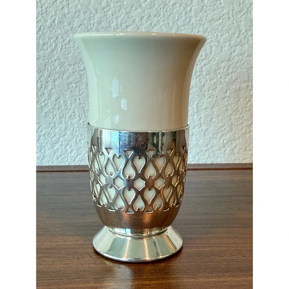 Vintage Gorham PAIR Silver Plated‎ Irish Coffee Mugs Porcelain Inserts 4.5